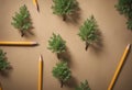 Top view image of pencil and tree concept. idea of education Royalty Free Stock Photo