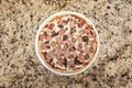 Top view image of prosciutto funghi pizza