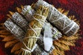 Smudge Sticks and Clear Quartz Crystals Royalty Free Stock Photo
