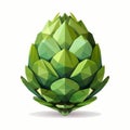 Polygonal Artichoke Logo: Highly Detailed Foliage In Low Poly Style