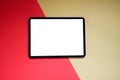 Top view image of white blank screen computer tablet Royalty Free Stock Photo