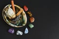 Chakra Healing Crystals and White Sage Royalty Free Stock Photo