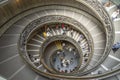 Top view of the imposing twisted staircase Momo Bramante Staircase in one of the museums in Vatican City, Rome