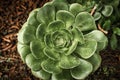 Top view of an impressive evergreen succulent, Aeonium canariense, with large velvety rosettes Royalty Free Stock Photo