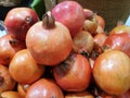 Top view of india pomegranate in basket for sale