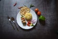 Top view of Indian lunch food ingredients