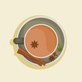 Top View Masala Chai With Herb Spices Vector Illustration