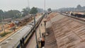 Top view of indian train on platform