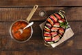 Top view ingredients for cooking vegetarian dish ratatouille Royalty Free Stock Photo