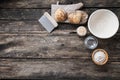 Top view of ingredients for sourdough bread Royalty Free Stock Photo