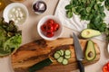 Top view ingredients for vegetable vegetarian salad Royalty Free Stock Photo