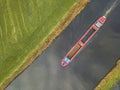 Top view inland freight ship Royalty Free Stock Photo