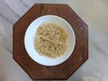 Top view of instant noodle in the bowl Royalty Free Stock Photo