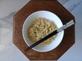 Top view of instant noodle in the bowl Royalty Free Stock Photo