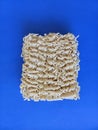 Top view of instant noodles with blue background Royalty Free Stock Photo