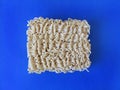 Top view of instant noodles with blue background Royalty Free Stock Photo