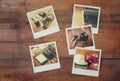 Top view of instant polaroid photos album Royalty Free Stock Photo