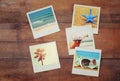 Top view of instant polaroid photos album Royalty Free Stock Photo