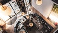 Top view of an interior of coffee bar cafe Royalty Free Stock Photo