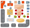 Top view interior furniture icons flat vector icons Royalty Free Stock Photo
