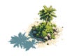 Top View of Island with Palm Tree Shadows sand isolated Royalty Free Stock Photo