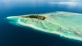 Seascape with tropical island. Semporna, Sabah, Malaysia. Royalty Free Stock Photo