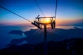 Sunset over Oludeniz resort, aerial view from Babadag mountain. . Royalty Free Stock Photo