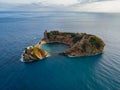 Top view of Islet of Vila Franca do Campo is formed by the crater of an old underwater volcano near San Miguel island, Azores, Por Royalty Free Stock Photo