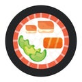 Top view of an isolated sushi Vector