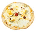 Top view of italian pizza quatro formaggi Royalty Free Stock Photo