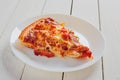 Top view of Italian rustic one slice pizza