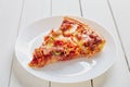 Top view of Italian rustic one slice pizza