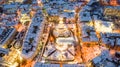 Top view of Ivano-Frankivsk in winter at Christmas time