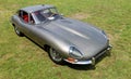 Top view of Jaguar E-Type during a vintage car gathering . Royalty Free Stock Photo