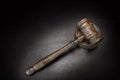 Top View Of Judges Gavel On Grunge Wood Background