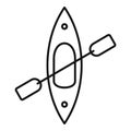 Top view kayak icon, outline style