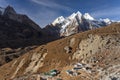 Top view of Khare village before climb up to Mera peak, Everest region, Nepal Royalty Free Stock Photo