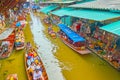 Top view on khlong of Damnoen Saduak floating market, Thailand