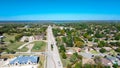 Top view Kimball Avenue toward Grapevine Lake, Texas separating the residential area and commerical park Royalty Free Stock Photo