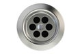 Top view of kitchen sink drain, round plug hole. 3D rendering Royalty Free Stock Photo