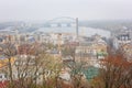 Top view of the Kyiv Kiev from the Landscape Alley Peizazhna alley park, Ukraine, Podil district