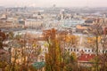 Top view of the Kyiv Kiev from the Landscape Alley Peizazhna alley park, Ukraine, Podil district