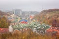 Top view of the Kyiv Kiev from the Landscape Alley Peizazhna alley park, Ukraine, Podil district