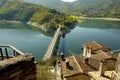 Top view of the lake from Castel di Tora, near Rieti, Italy.