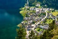 Top view of the lake and Hallstatt at the foot of the Alps Royalty Free Stock Photo