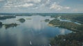 Top view of lake and many islands near Trakai city. Royalty Free Stock Photo