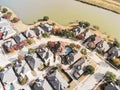 Top view lakeside residential area with colorful autumn fall lea Royalty Free Stock Photo