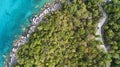 Top view landscape of Beautiful tropical sea in summer season image by Aerial view drone shot, high angle view