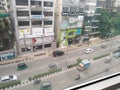 Top View landscape city road. Cityscape abstract at top view of Dhaka. Abstract top view of road and public transport