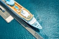 Top view of a large cruise liner ship with swimming pool moored in marina of Adriatic sea. Royalty Free Stock Photo